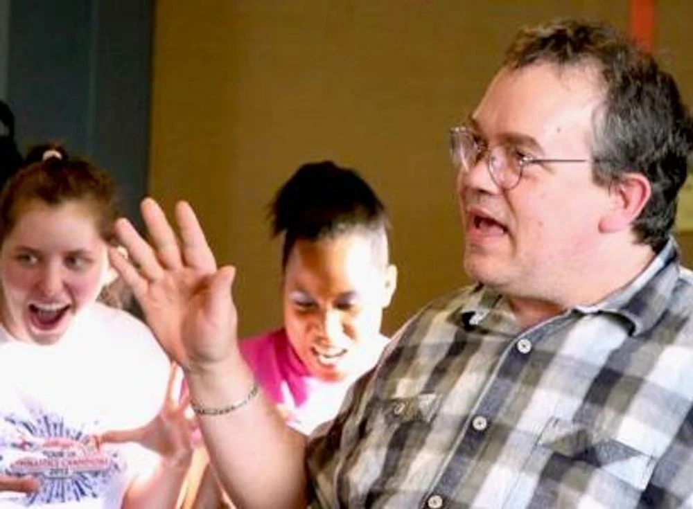 Bob Gribas in a teaching or directing setting, from Variety Plus Theater