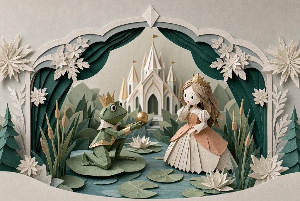 Paper-cutout illustration for Frog Prince