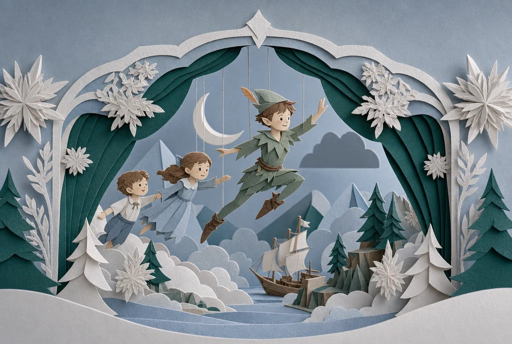 Paper-cutout illustration for Peter Pan